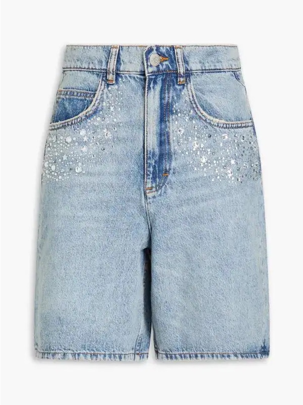 Maje Light Blue Embellished Denim Shorts